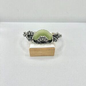 Green Jade Silver Bangle